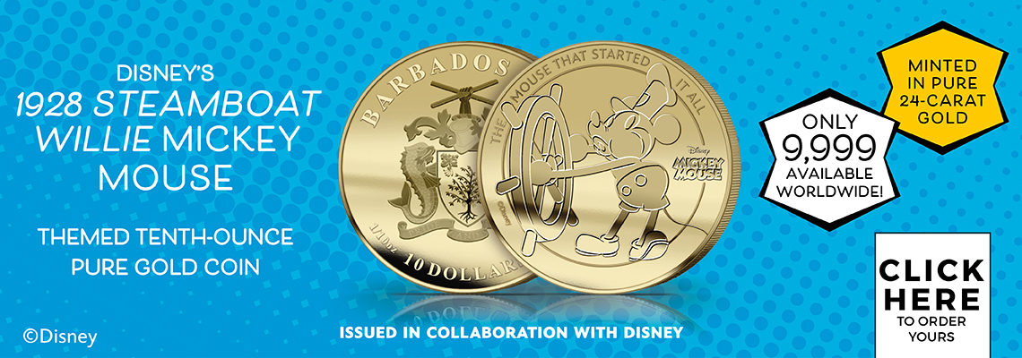 Steamboat Willie Mickey Mouse Themed Gold Coin