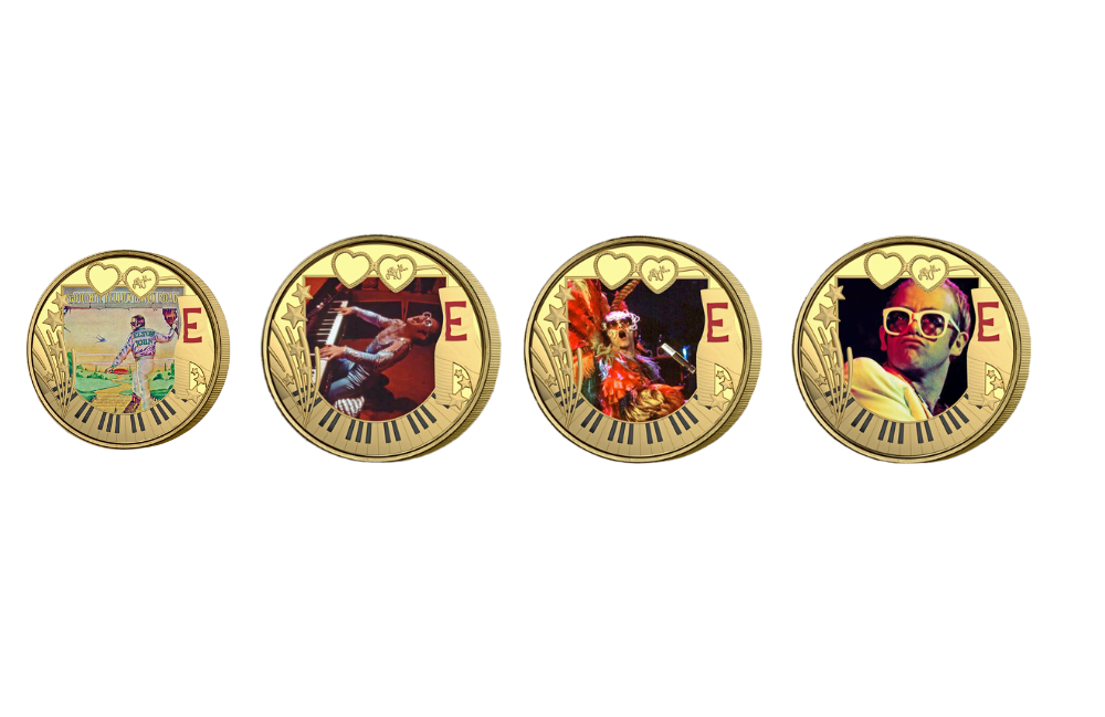 Elton John Gold Layered Coin Collection