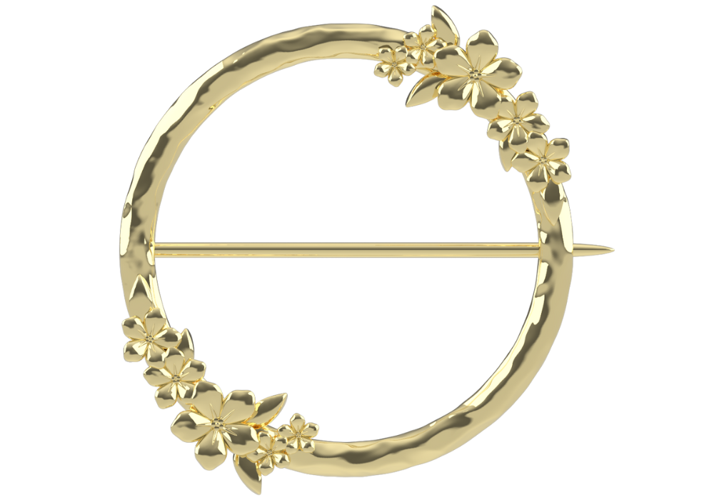 The Forget-Me-Not 'Wreath' Solid 9-carat Gold Brooch