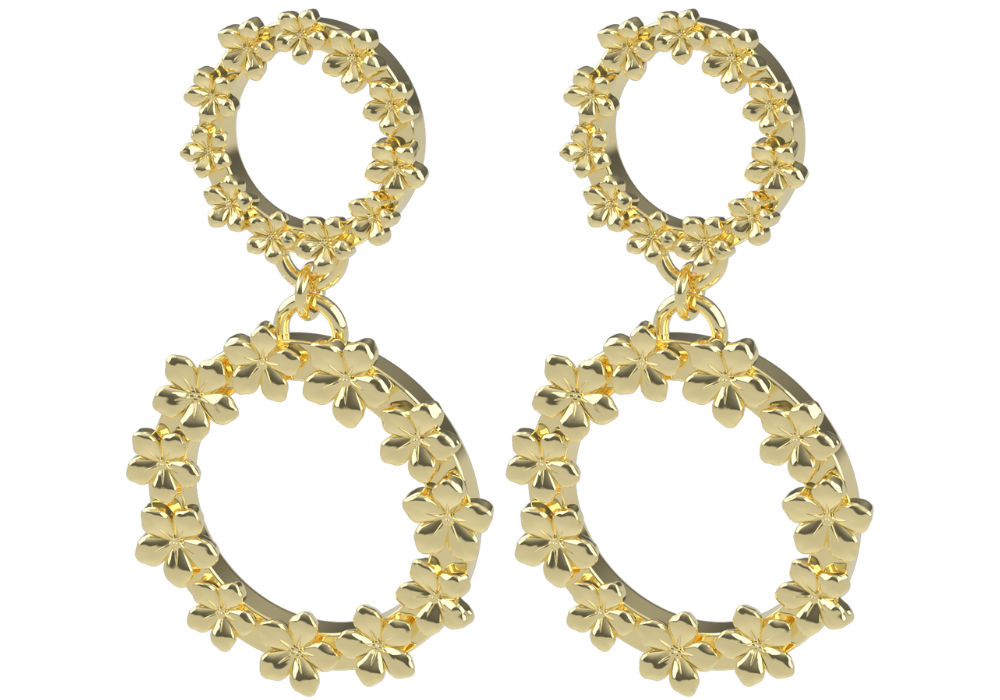 The Forget-Me-Not 'Full Floral Wreath' Drop Silver Earrings Layered in Fairmined Gold