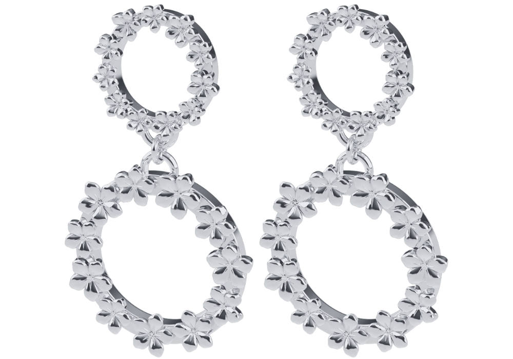 The Forget-Me-Not 'Full Floral Wreath' Drop Silver Earrings