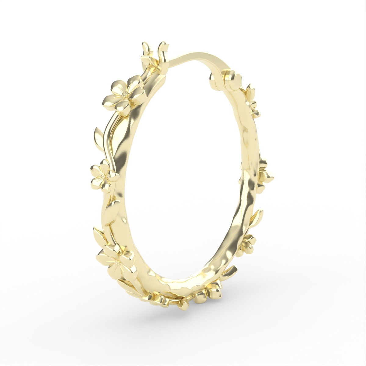 The Forget-Me-Not 'Wreath' Silver Hoop Earrings Layered in Fairmined Gold