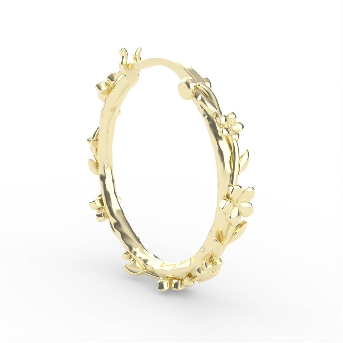 The Forget-Me-Not 'Wreath' Silver Hoop Earrings Layered in Fairmined Gold