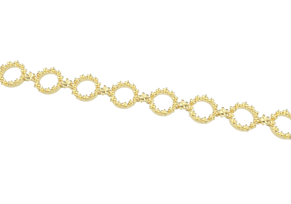 The Forget-Me-Not 'Wreath' Silver Link Bracelet Layered in Fairmined Gold