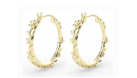 The Forget-Me-Not 'Wreath' Silver Hoop Earrings Layered in Fairmined Gold