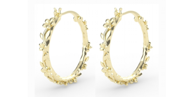 The Forget-Me-Not 'Wreath' Silver Hoop Earrings Layered in Fairmined Gold