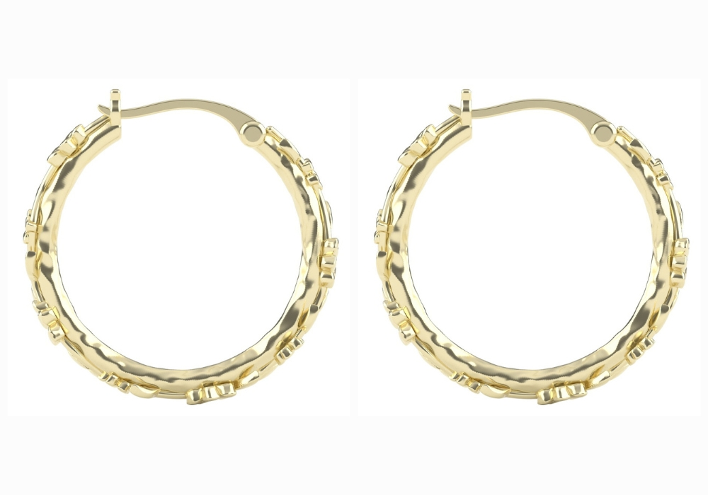 The Forget-Me-Not 'Wreath' Silver Hoop Earrings Layered in Fairmined Gold