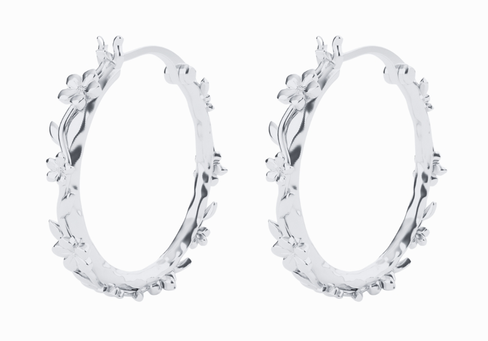 The Forget-Me-Not 'Wreath' Silver Hoop Earrings