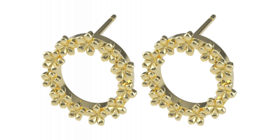 The Forget-Me-Not 'Wreath' Silver Stud Earrings layered in Fairmined Gold